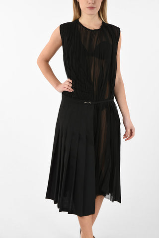 MM0 Pleats Dress with Silk Details