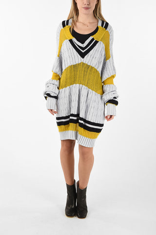 MM1 V-Neck Cable Knit Bodycon Dress