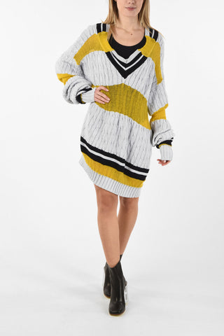 MM1 V-Neck Cable Knit Bodycon Dress