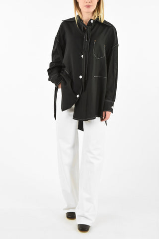 MM6 Tie Neck Asymmetrical Blouse