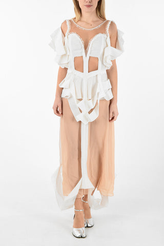 MM0 Cold Shoulder Cut Out Maxi Dress with Silk Details