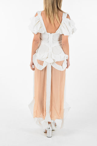 MM0 Cold Shoulder Cut Out Maxi Dress with Silk Details