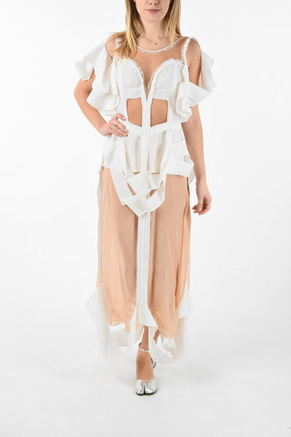 MM0 Cold Shoulder Cut Out Maxi Dress with Silk Details
