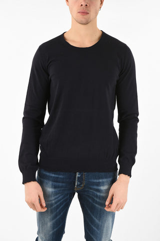 MM14 PULLOVER GIROCOLLO IN CASHMERE E COTONE CON  BORDI DESTROYED