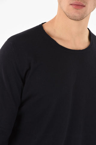 MM14 PULLOVER GIROCOLLO IN CASHMERE E COTONE CON  BORDI DESTROYED