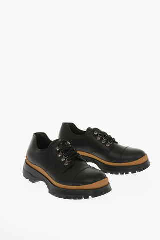Track Sole Leather Derby Shoes