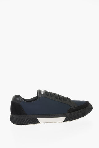 Textile Low Sneakers with Suede Details