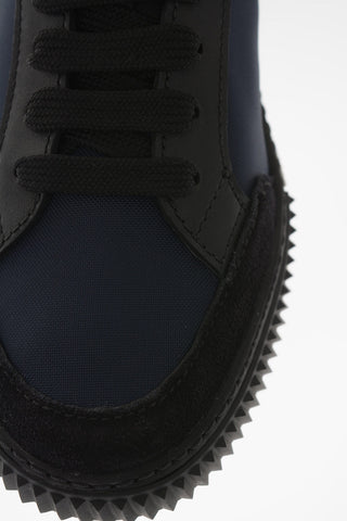 Textile Low Sneakers with Suede Details