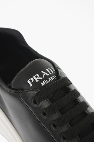 Leather Low Sneakers with Contrasting Sole