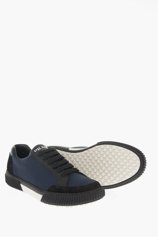 Textile Low Sneakers with Suede Details