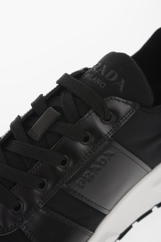 Textile Low Sneakers with Brushed Leather Detaisl