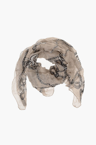 Silk Foulard With Chain Print