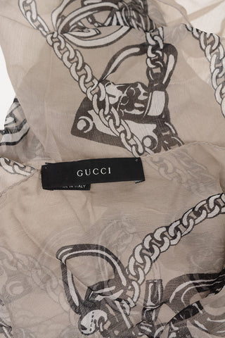 Silk Foulard With Chain Print