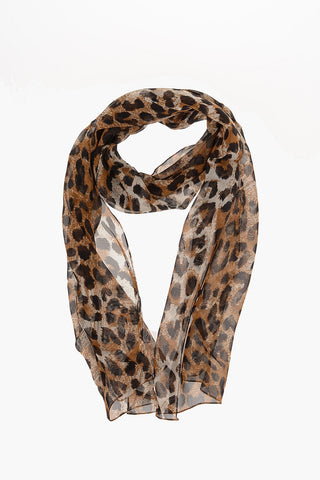 cheetah-print silk Foulard