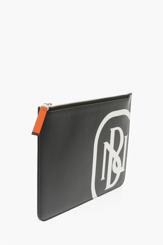 Leather SPLIT MONOGRAM Pouch with Zip Closure
