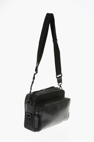 Fabric and Leather PIERCED MONOGRAM SPLIT Shoulder Bag