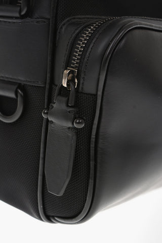 Fabric and Leather PIERCED MONOGRAM SPLIT Shoulder Bag