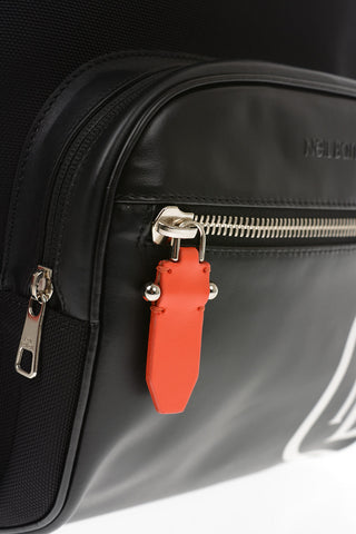 Fabric PIERCED MONOGRAM SPLIT Backpack with Leather Trimmings 