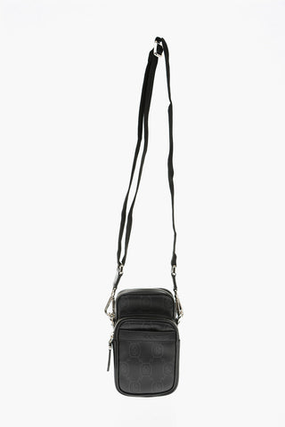 Printed Leather PIERCED MONOGRAM Crossbody Bag with Removable Shoulder Strap
