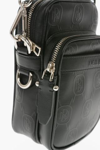 Printed Leather PIERCED MONOGRAM Crossbody Bag with Removable Shoulder Strap