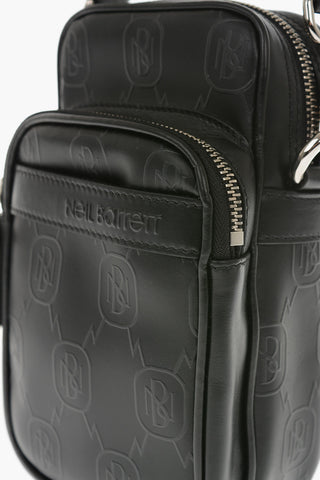 Printed Leather PIERCED MONOGRAM Crossbody Bag with Removable Shoulder Strap