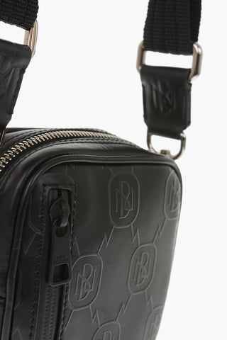Printed Leather PIERCED MONOGRAM Crossbody Bag with Removable Shoulder Strap
