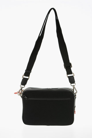 Fabric and Leather PIERCED MONOGRAM SPLIT Shoulder Bag