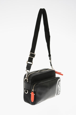 Fabric and Leather PIERCED MONOGRAM SPLIT Shoulder Bag