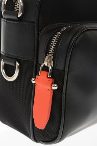 Fabric and Leather PIERCED MONOGRAM SPLIT Shoulder Bag
