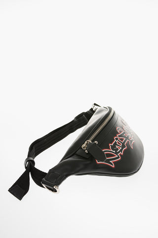 Fabric and Leather PIERCED GRAFFITI LOGO Bum Bag