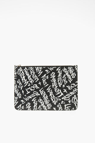 Printed Leather GRAFFITI ALL-OVER Pouch with Zip Closure