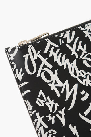 Printed Leather GRAFFITI ALL-OVER Pouch with Zip Closure