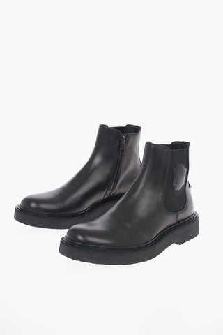 Leather PIERCED MONOGRAM Chelsea Boots