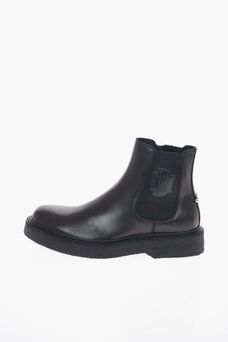 Leather PIERCED MONOGRAM Chelsea Boots