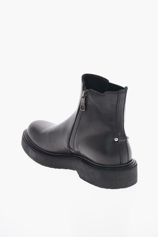 Leather PIERCED MONOGRAM Chelsea Boots