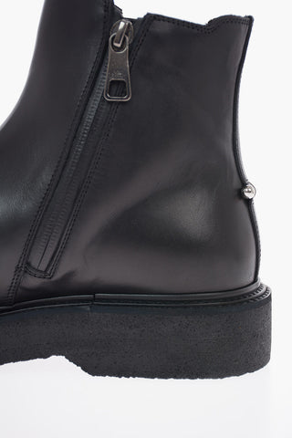 Leather PIERCED MONOGRAM Chelsea Boots