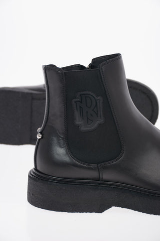 Leather PIERCED MONOGRAM Chelsea Boots