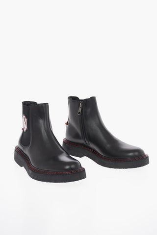 Leather PIERCED MONOGRAM Chelsea Boots 