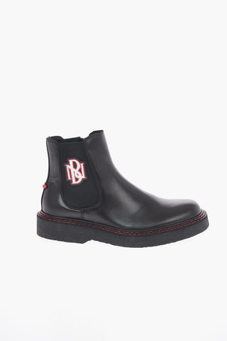 Leather PIERCED MONOGRAM Chelsea Boots 