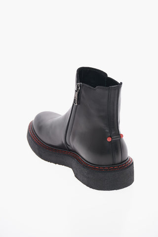 Leather PIERCED MONOGRAM Chelsea Boots 