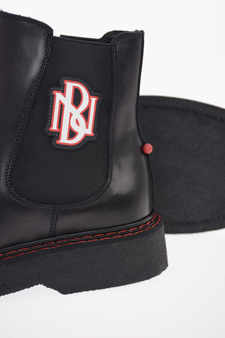 Leather PIERCED MONOGRAM Chelsea Boots 
