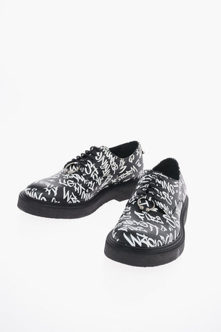 Leather PIERCED GRAFFITI Derby Shoes