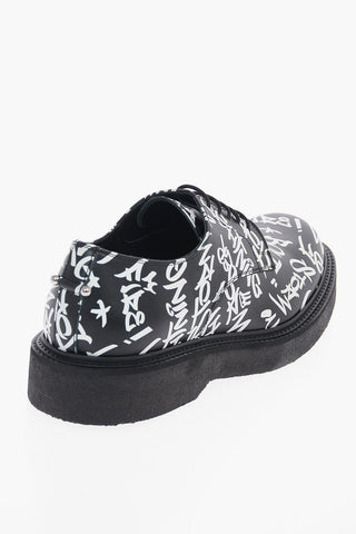 Leather PIERCED GRAFFITI Derby Shoes