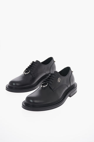 Leather PIERCED MONOGRAM Derby Shoes