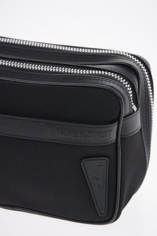 Textile BALLISTIC PIERCED Toiletry Bag with Leather Trimmings