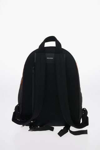Fabric Printed PIERCED Backpack with Leather Trimmings