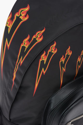 Fabric Printed PIERCED Backpack with Leather Trimmings