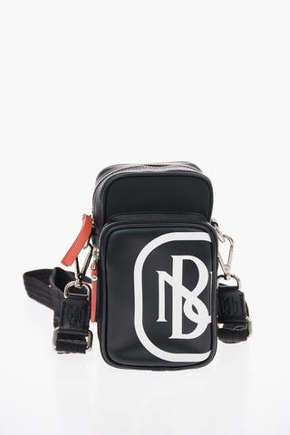 Leather MONOGRAM SPLIT PIERCED Bag with Removable Shoulder Strap