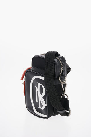 Leather MONOGRAM SPLIT PIERCED Bag with Removable Shoulder Strap