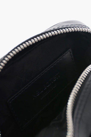 Leather MONOGRAM SPLIT PIERCED Bag with Removable Shoulder Strap